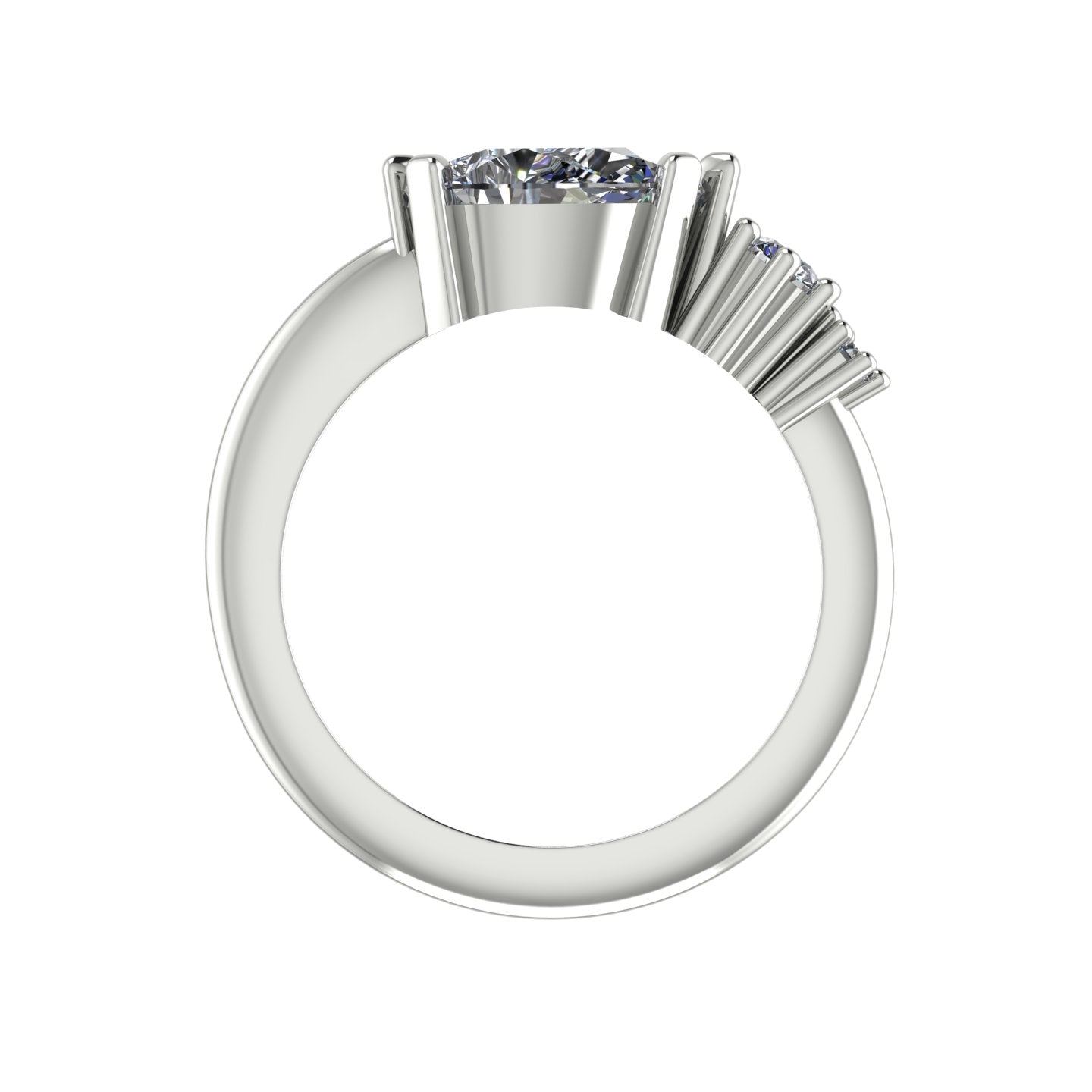 Comet Ring: Pear Shaped Lab Grown Diamonds Horizontally Set Trilogy Ring