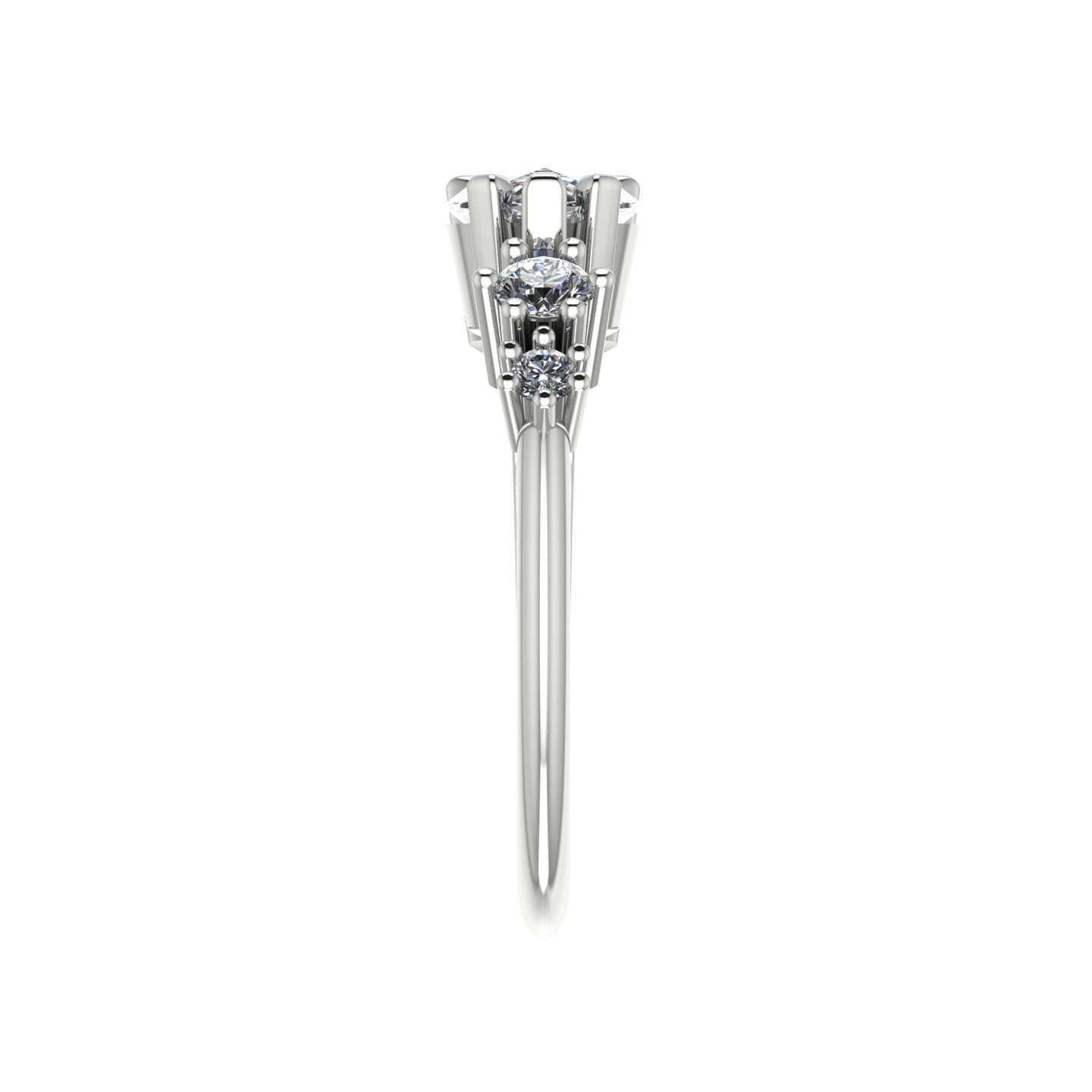 Comet Ring: Pear Shaped Lab Grown Diamonds Horizontally Set Trilogy Ring