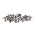 Front view of the 18ct rose gold Atlantis Paradise ring featuring a unique asymmetrical cluster of three brilliant-cut diamonds.