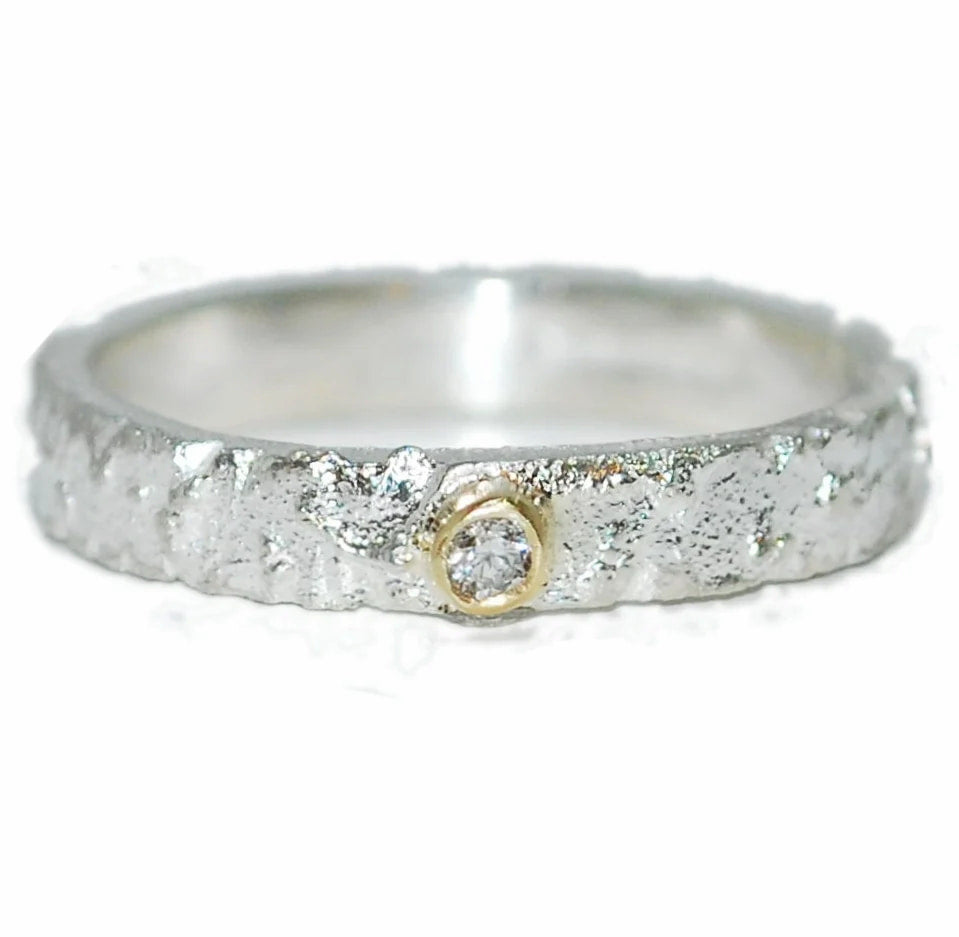 Rivda diamond ring in sterling silver with 9ct gold setting — front view
