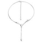 Drip Drop Silver Statement Necklace on white background — sterling silver torque collar with sculptural drip pendant and extender chain