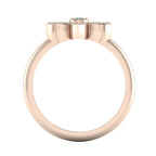 Internal view through the 18ct rose gold band of the Astraea Liberty ring showing the secure underside of the emerald and diamond settings.