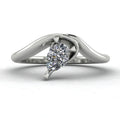 Enchanted Pear Shaped Lab Grown Diamond Asymmetrical Solitaire Engagement Ring in Platinum or 18ct White Gold