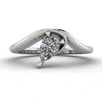 Enchanted Pear Shaped Lab Grown Diamond Asymmetrical Solitaire Engagement Ring in Platinum or 18ct White Gold