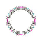 Fire & Ice Eternity Ring - Aquamarine & Pink Sapphires - White Gold Or Platinum