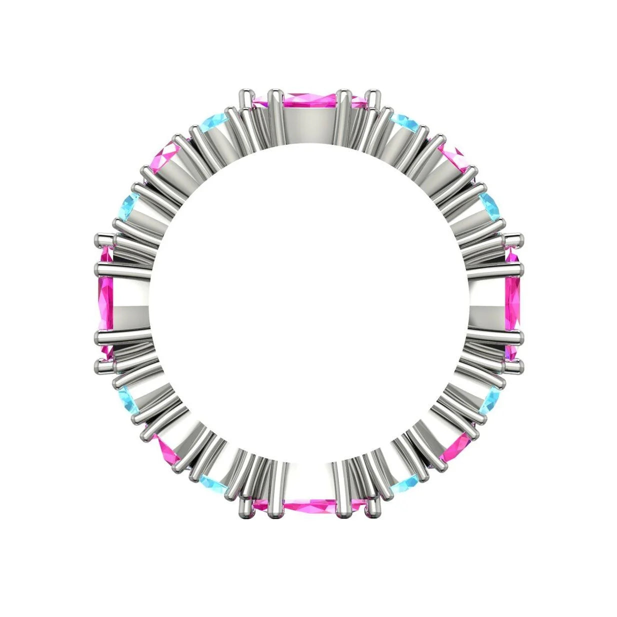 Fire & Ice Eternity Ring - Aquamarine & Pink Sapphires - White Gold Or Platinum