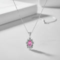 Fleur pink tourmaline flower pendant in recycled sterling silver with adjustable chain