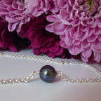 Floating Black Pearl & Silver Bracelet