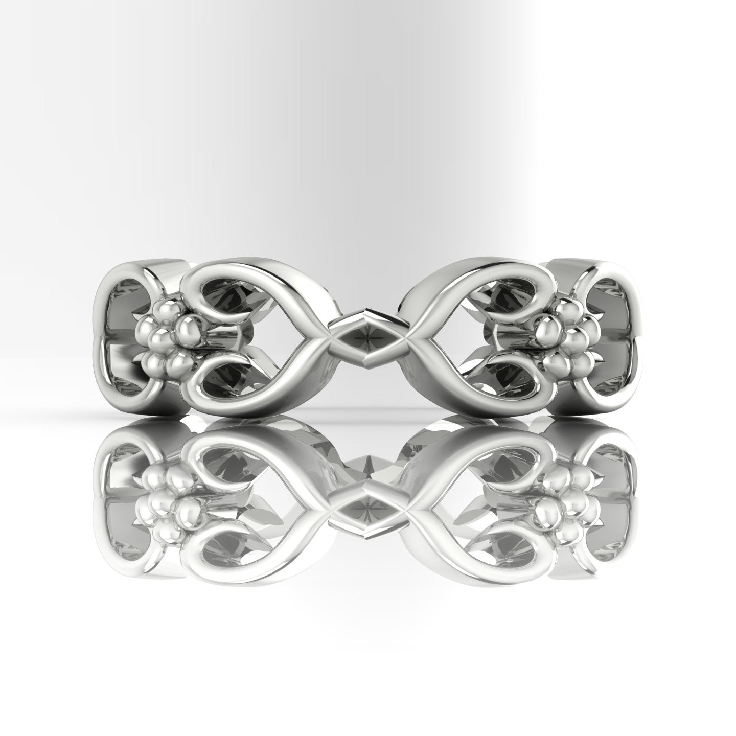 Flowers On The Vine,  White Gold Or Platinum Floral Patterned Wedding Ring