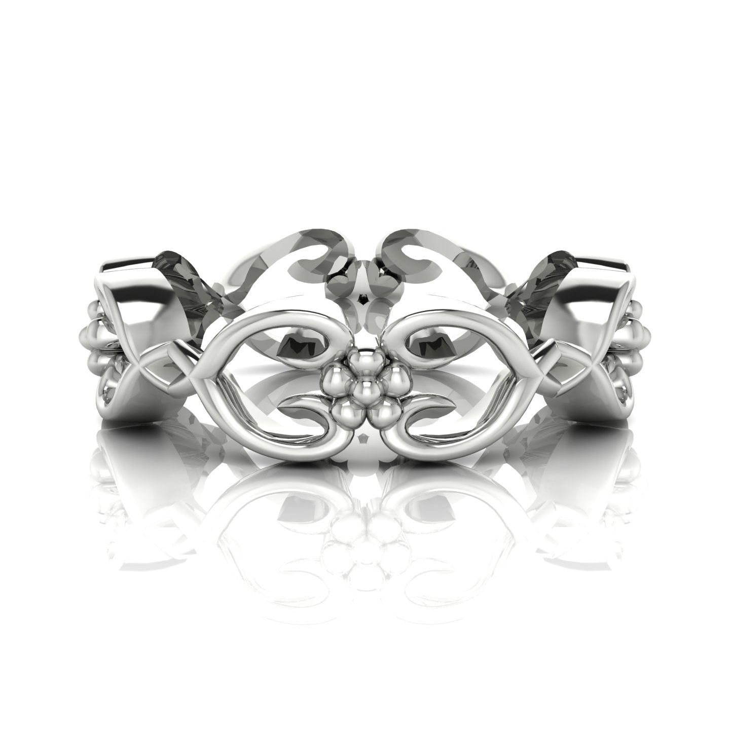 Flowers On The Vine,  White Gold Or Platinum Floral Patterned Wedding Ring