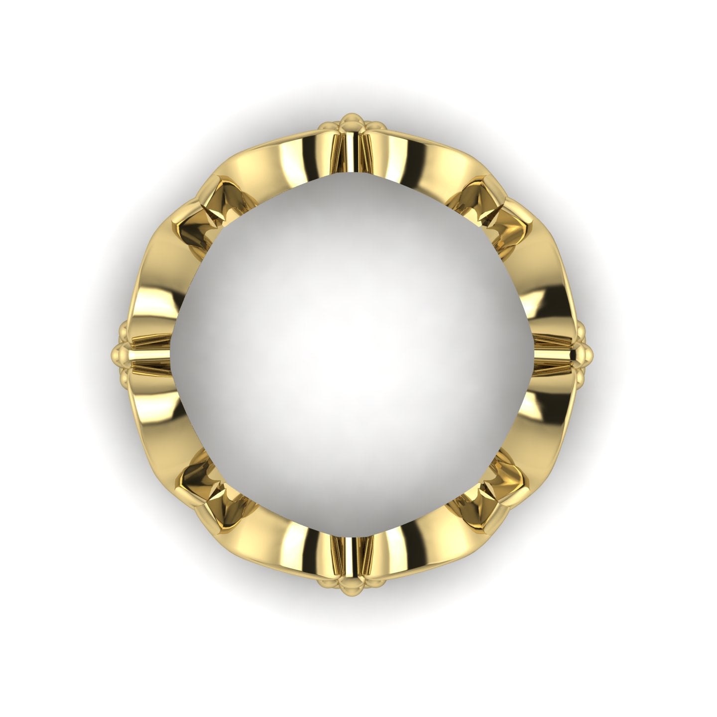 Flowers On The Vine floral wedding ring in 18ct yellow gold, side view showing side detail
