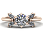 Flutterby lab-grown diamond butterfly engagement ring front view — symmetrical marquise diamond wing silhouette with brilliant-cut centre in rose gold by Nude Jewellery