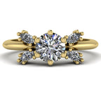 Front view of the Flutterby diamond butterfly engagement ring in 18ct yellow gold