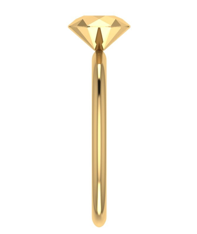 Side view of the solid 9ct gold rock solitaire ring proposal ring.
