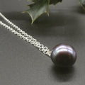 Single Black Pearl & Silver Pendant - 4 Sizes