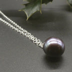 Single Black Pearl & Silver Pendant - 4 Sizes