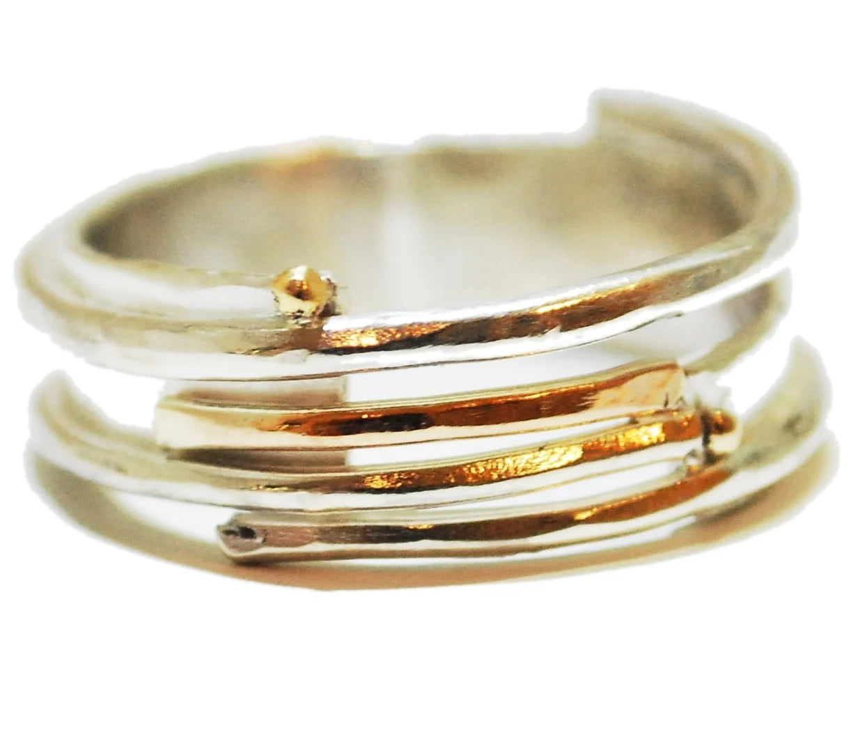 Abstract handmade silver and gold ring