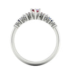 Seven marquise-cut ruby, sapphire and diamond stones in the Harlequin ring