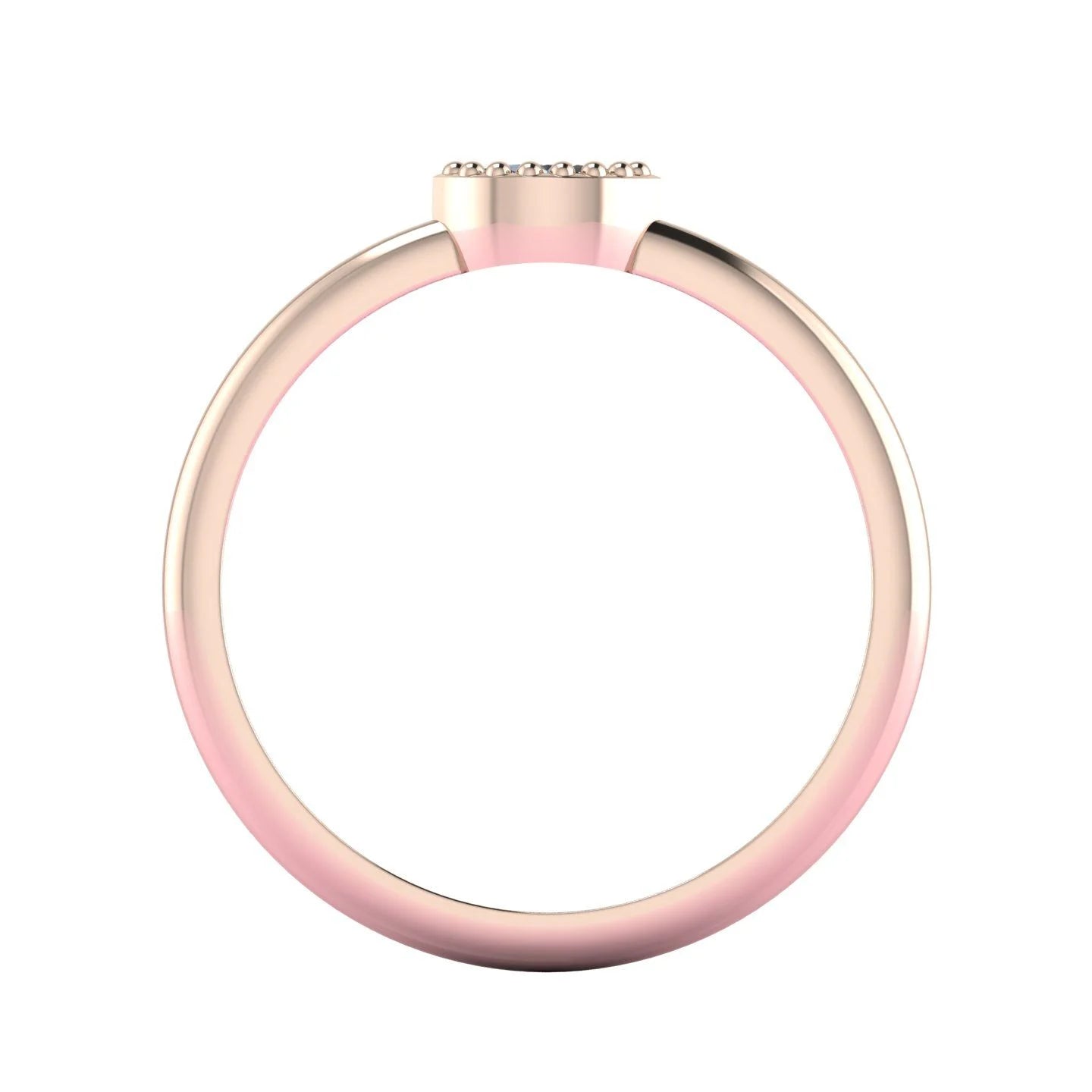 Internal view through the band of the Mini Astraea ring showing the secure aquamarine setting and 18ct gold.
