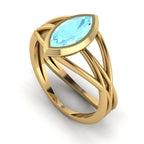 Infinity Marquise Aquamarine Ring in 18ct Yellow Gold