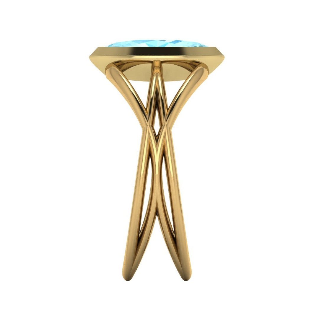 Infinity Marquise Aquamarine Ring in 18ct Yellow Gold