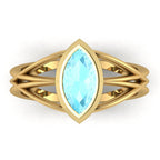 Infinity Marquise Aquamarine Ring in 18ct Yellow Gold