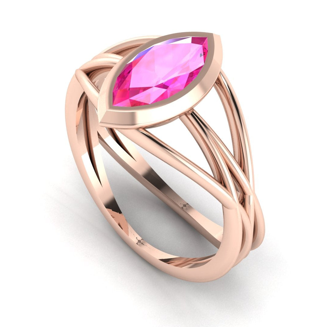 Infinity Marquise Pink Sapphire Ring in 18ct Rose Gold