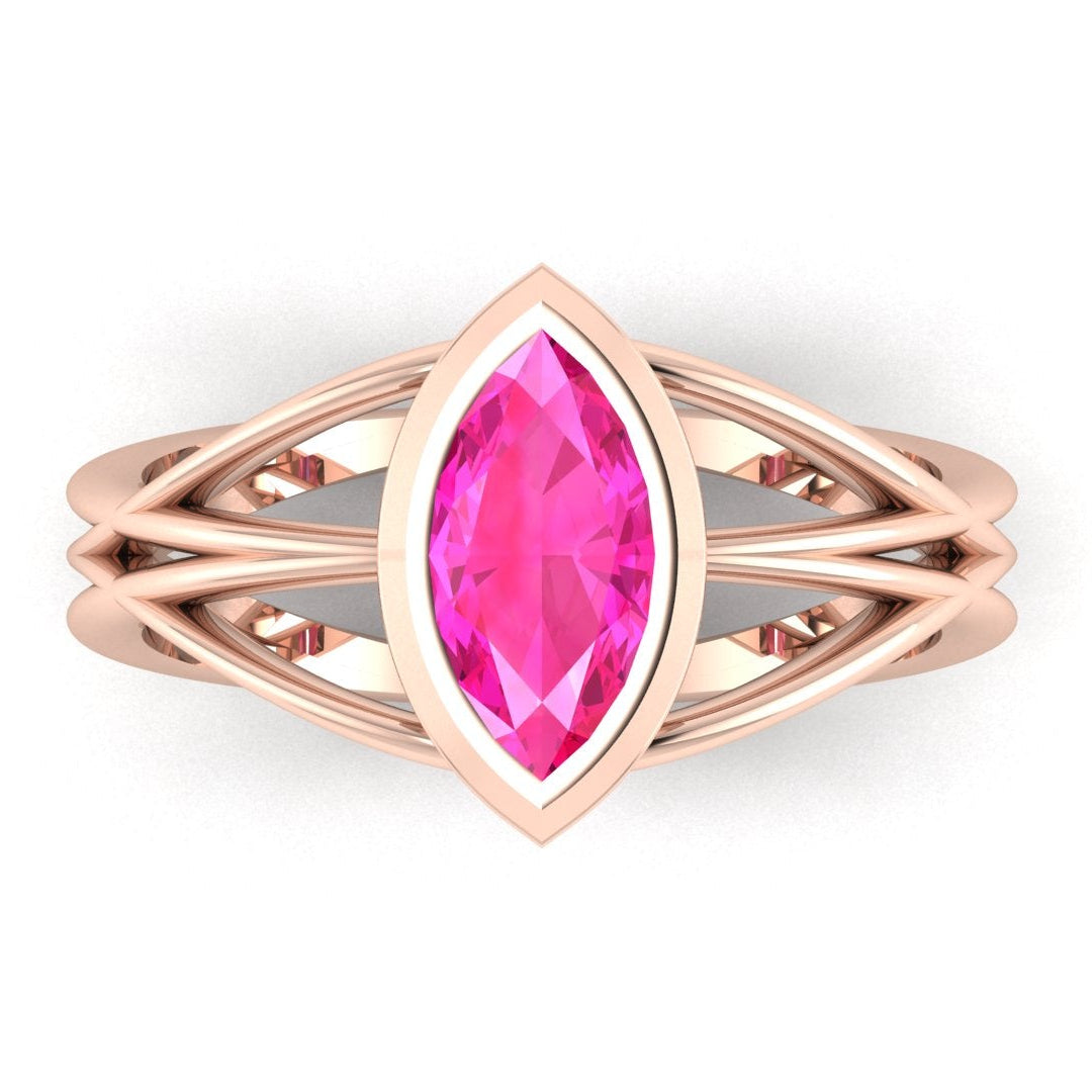 Infinity Marquise Pink Sapphire Ring in 18ct Rose Gold