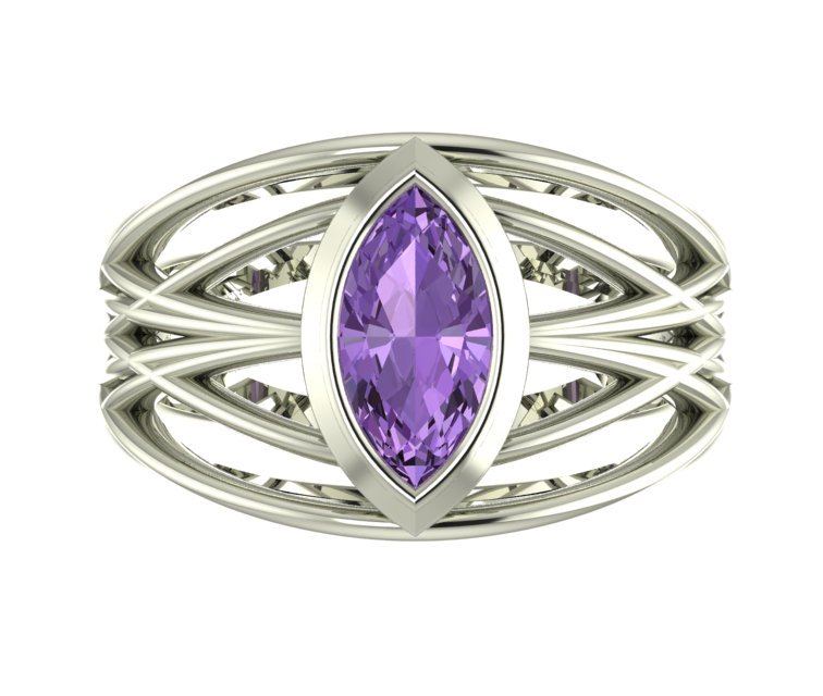 Infinite Marquise Violet Sapphire Ring in White Gold or Platinum