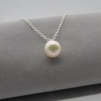 Single White Pearl Pendant On Silver Chain