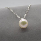 Single White Pearl Pendant On Silver Chain