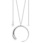 Large Luna Statement Pendant in sterling silver — close-up of the open crescent pendant on a white background