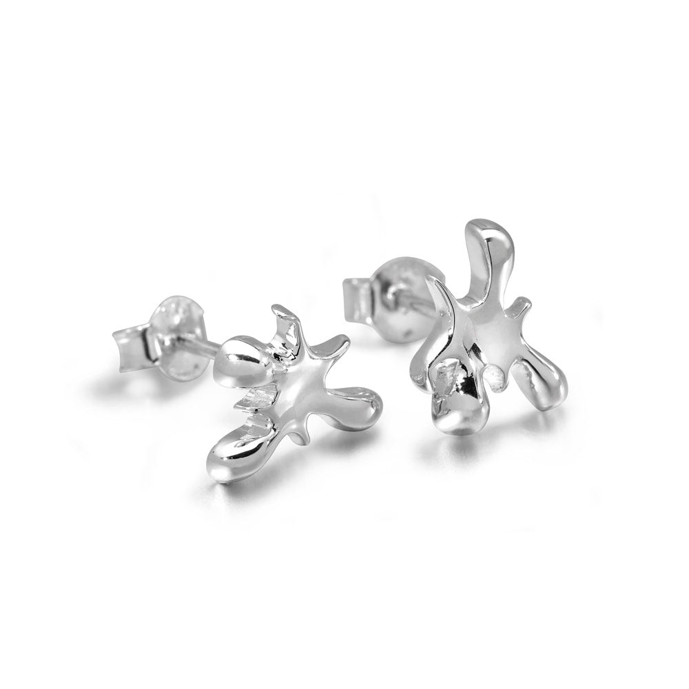 18mm sterling silver Splat stud earrings by Lucy Q on a seamless light background.