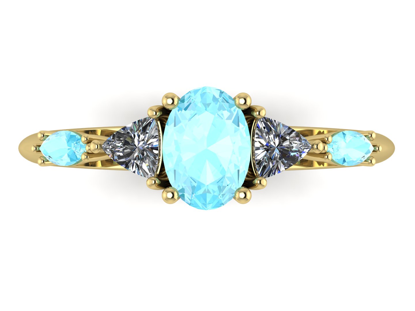 Maisie Oval Aquamarine & Diamond Ring in 18ct Yellow Gold