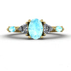 Maisie Oval Aquamarine & Diamond Ring in 18ct Yellow Gold
