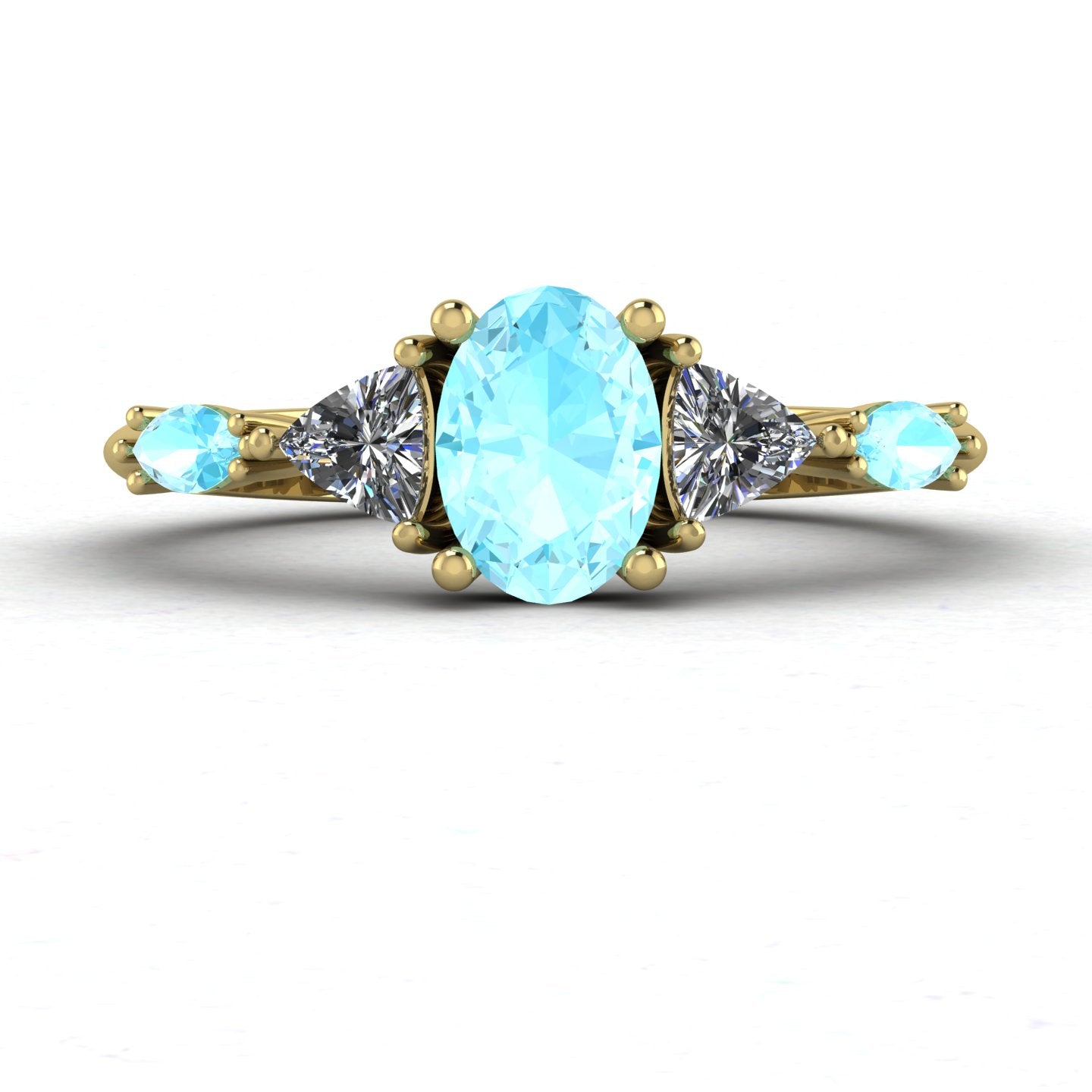 Maisie Oval Aquamarine & Diamond Ring in 18ct Yellow Gold