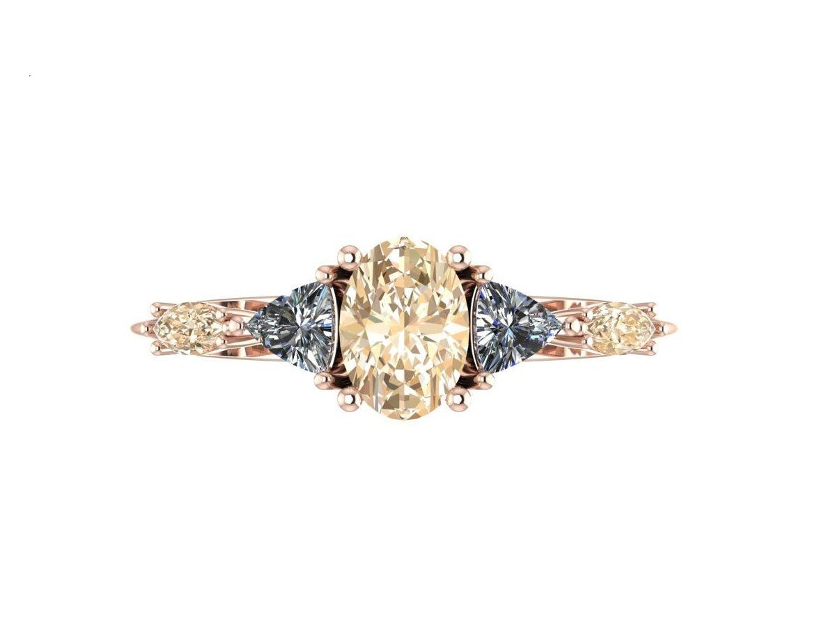 Maisie Oval Champagne Diamond Ring in 18ct Rose Gold