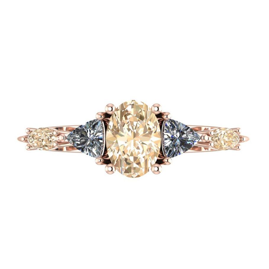 Maisie Oval Champagne Diamond Ring in 18ct Rose Gold