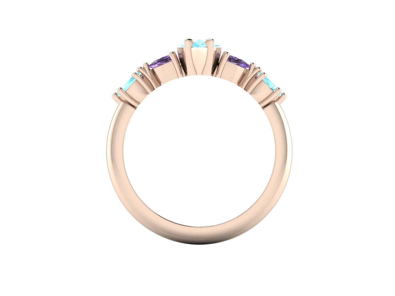 Maisie Marquise Aquamarine & Violet Sapphire Ring in 18ct Rose Gold