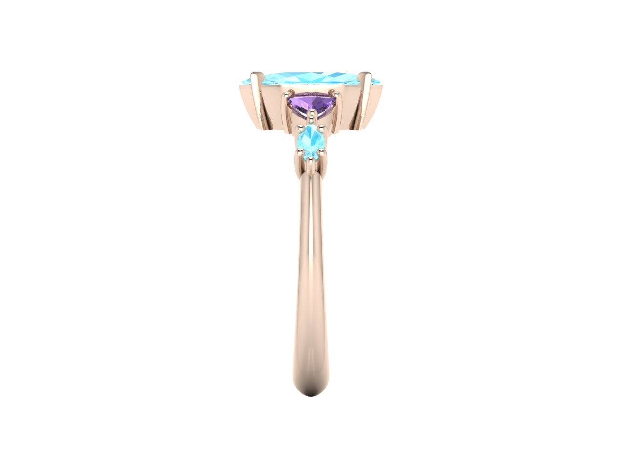 Maisie Marquise Aquamarine & Violet Sapphire Ring in 18ct Rose Gold
