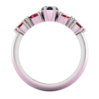 Maisie Black Diamond & Ruby Ring in White Gold or Platinum