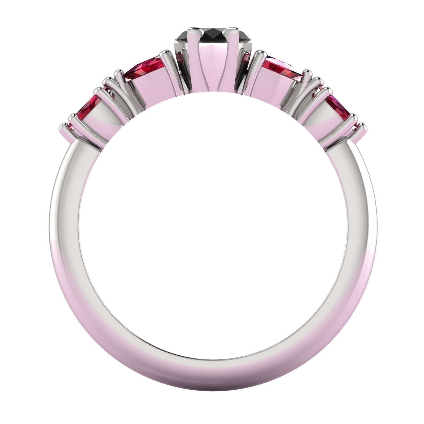 Maisie Black Diamond & Ruby Ring in White Gold or Platinum