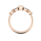 Maisie marquise champagne diamond engagement ring in 18ct rose gold, through-finger view showing the open gallery and marquise diamond setting, handmade in our London studio