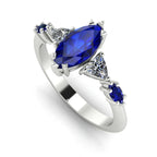 Maisie Marquise Blue Sapphire & Diamond Ring in White Gold or Platinum
