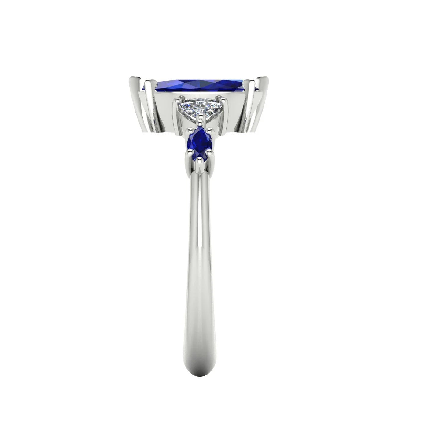 Maisie Marquise Blue Sapphire & Diamond Ring in White Gold or Platinum