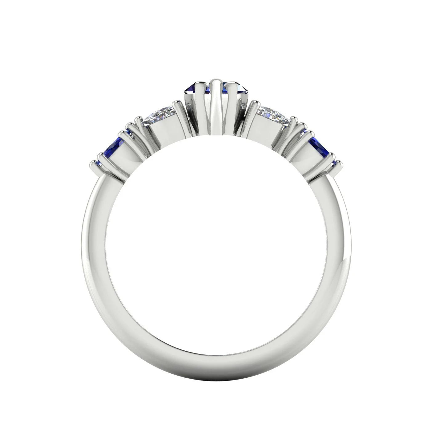 Maisie Marquise Blue Sapphire & Diamond Ring in White Gold or Platinum