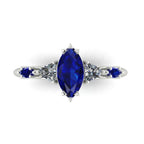 Maisie Marquise Blue Sapphire & Diamond Ring in White Gold or Platinum