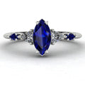 Maisie Marquise Blue Sapphire & Diamond Ring in White Gold or Platinum