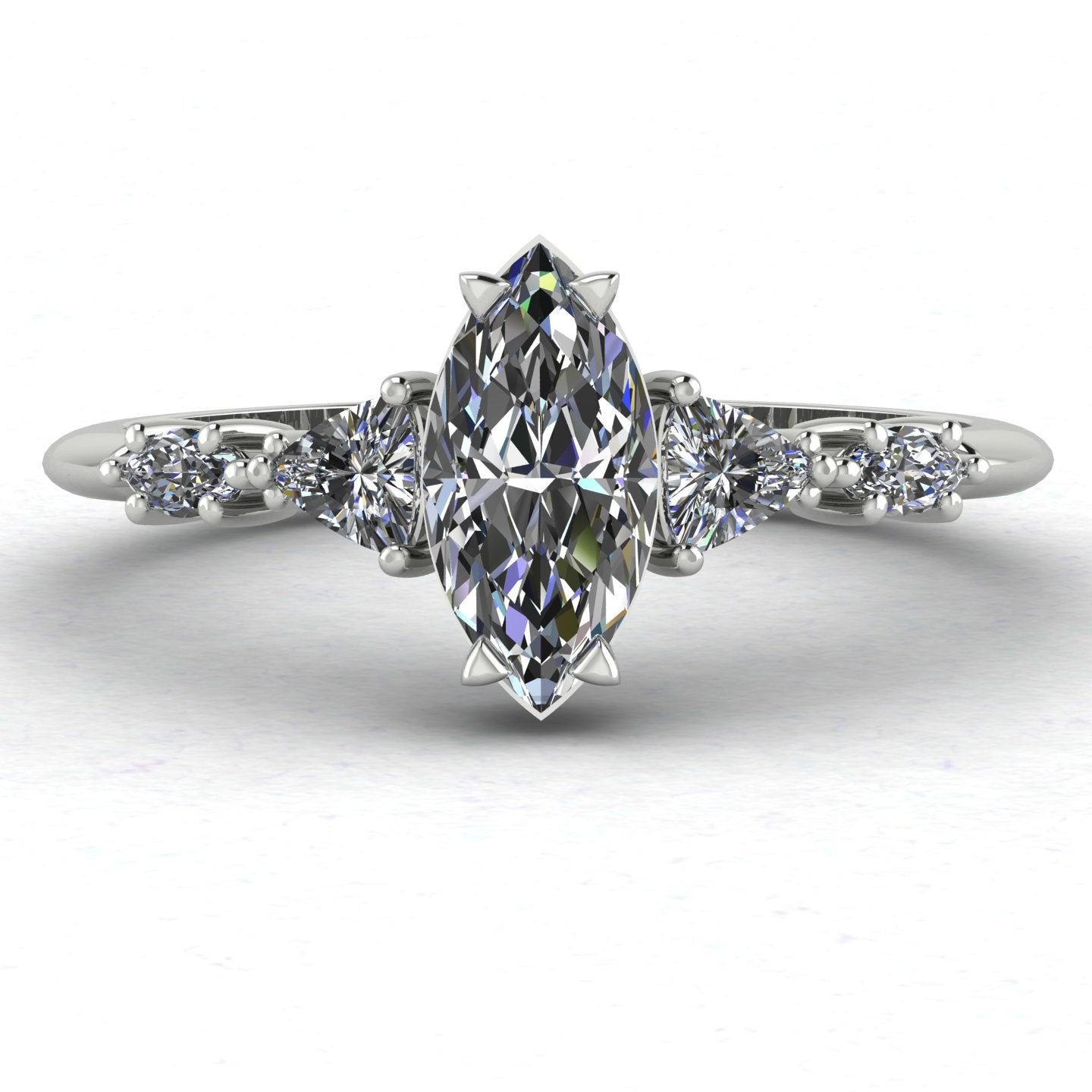Maisie Marquise Diamond Five Stone Ring in White Gold or Platinum