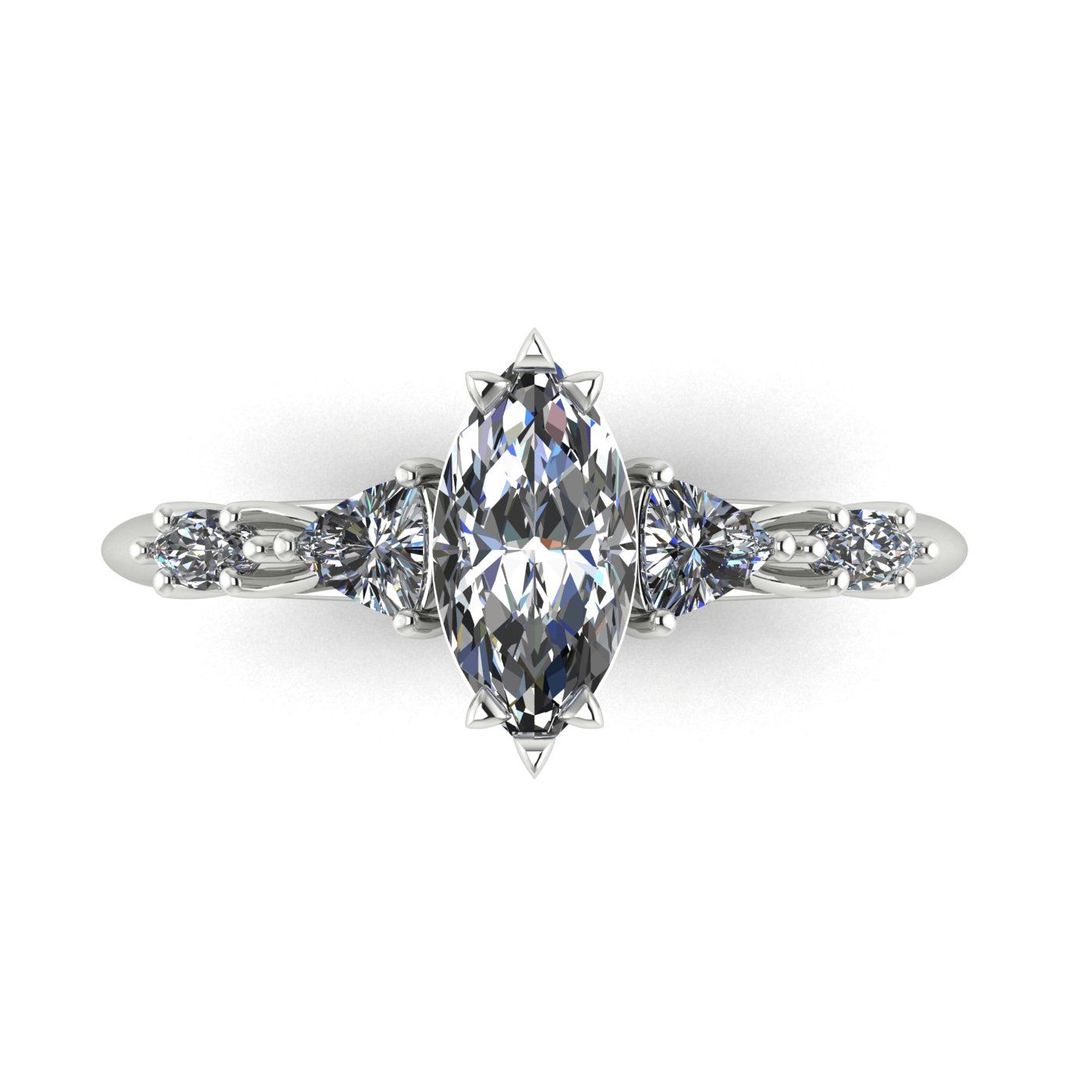 Maisie Lab-Grown Marquise Diamond Five Stone Ring in White Gold or Platinum